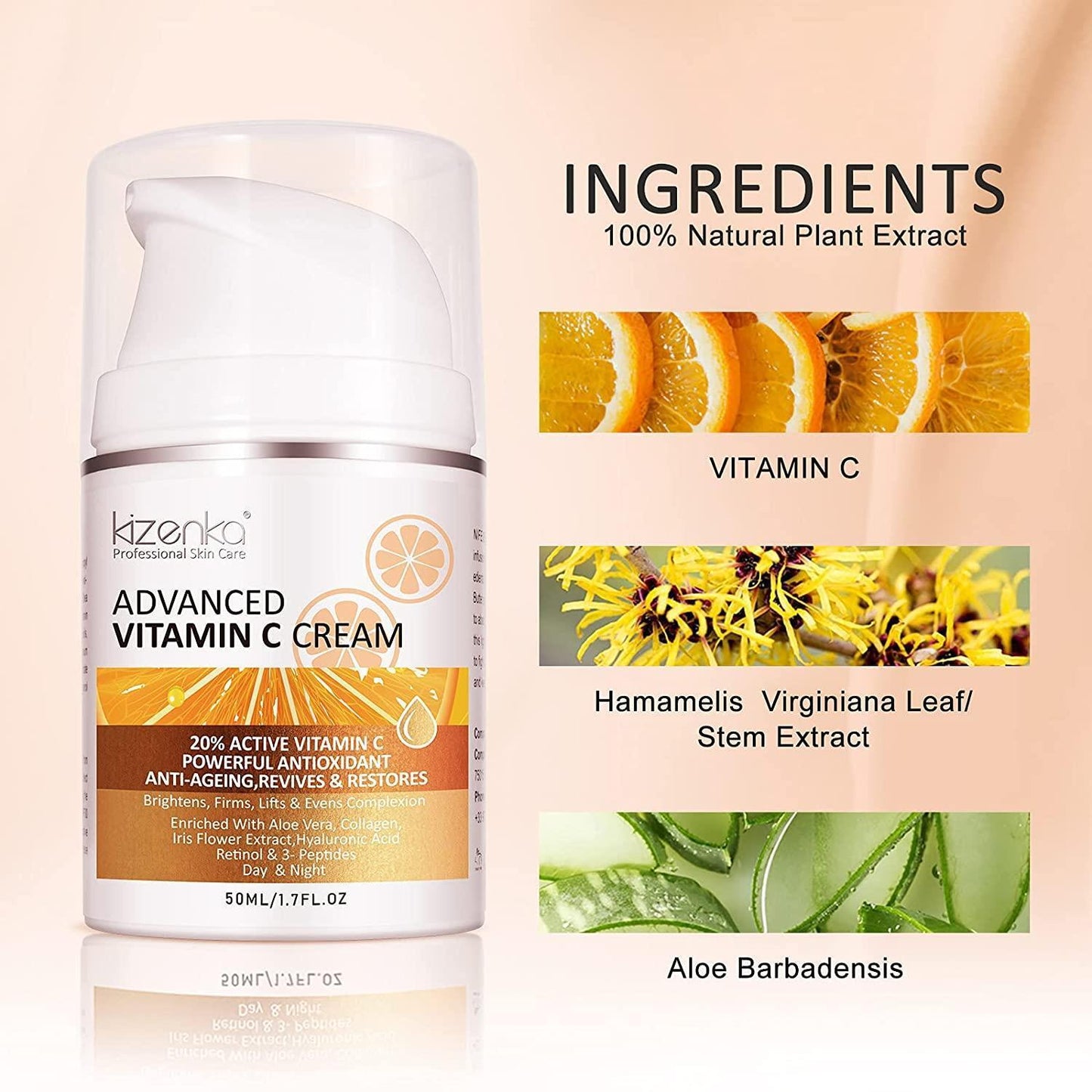 Anti Aging Vitamin C Cream 20% Vitamin Enriched with Aloe and Collagen Face Neck