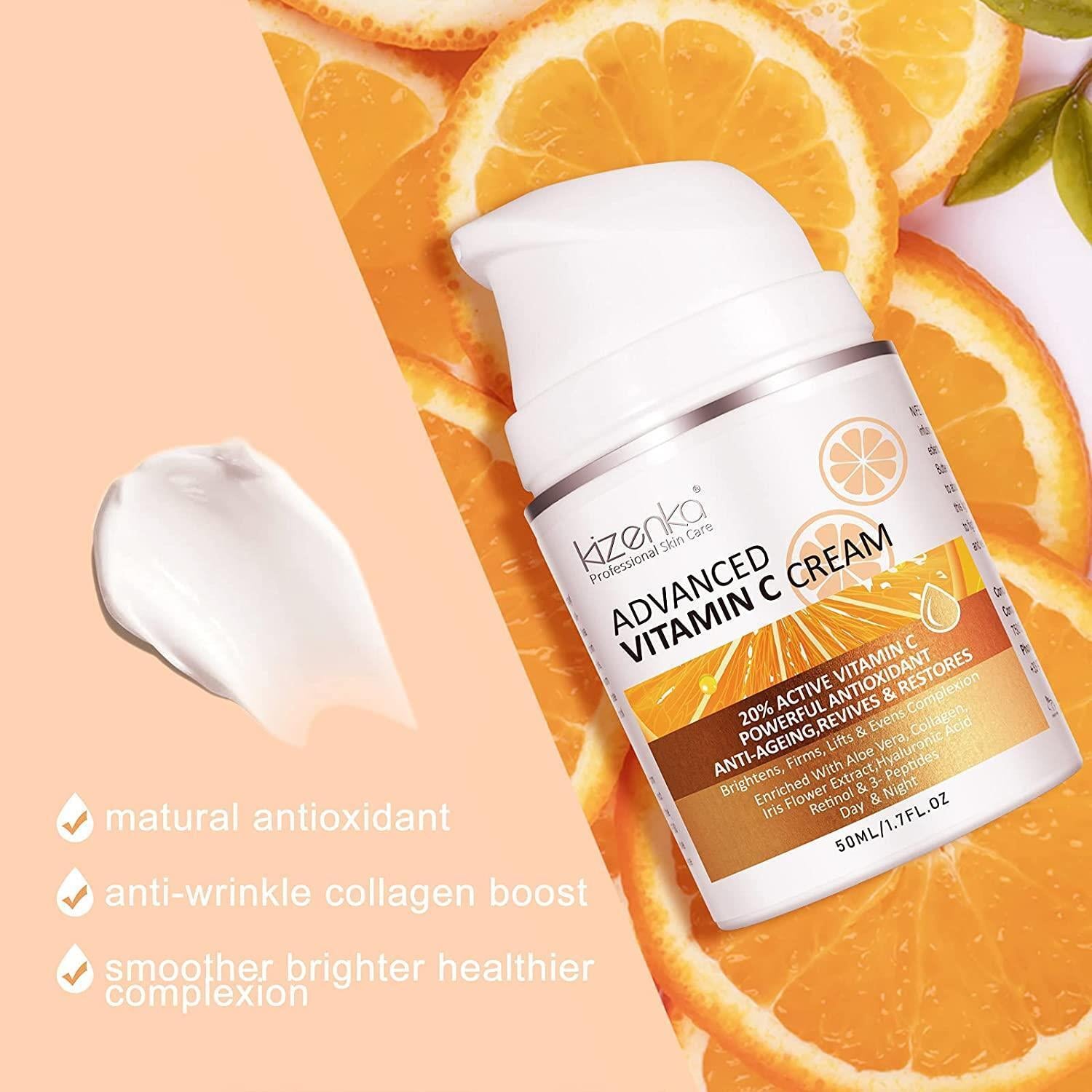 Anti Aging Vitamin C Cream 20% Vitamin Enriched with Aloe and Collagen Face Neck