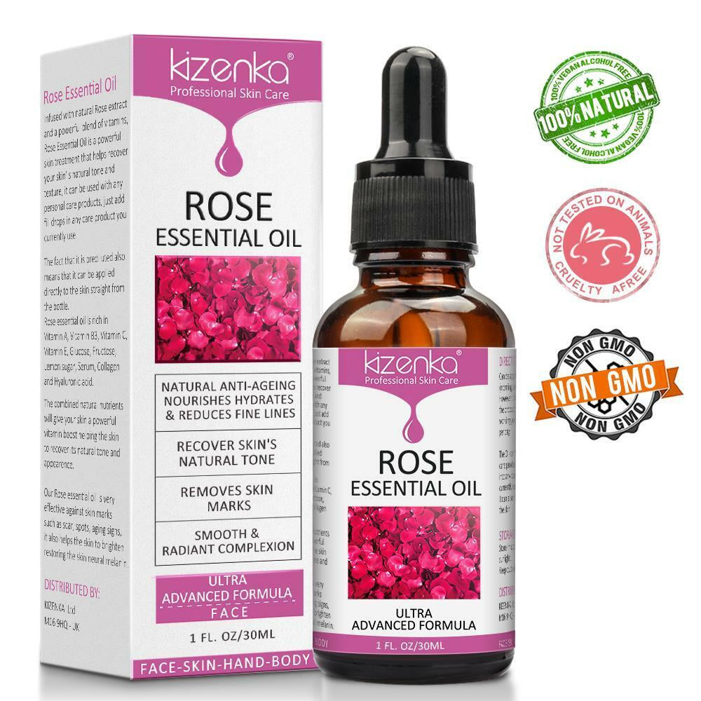 Kizenka Natural Anti-Ageing Rose Essential Scars Spots Facial Treatment Oil 30Ml