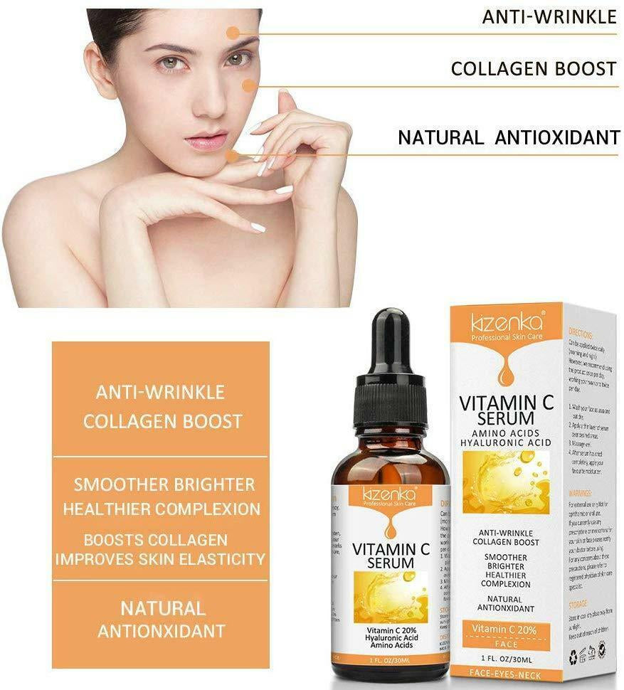 Kizenka Premium Vitamin C Serum Smoothing Skin Face Body Wrinkles Treatment 30Ml