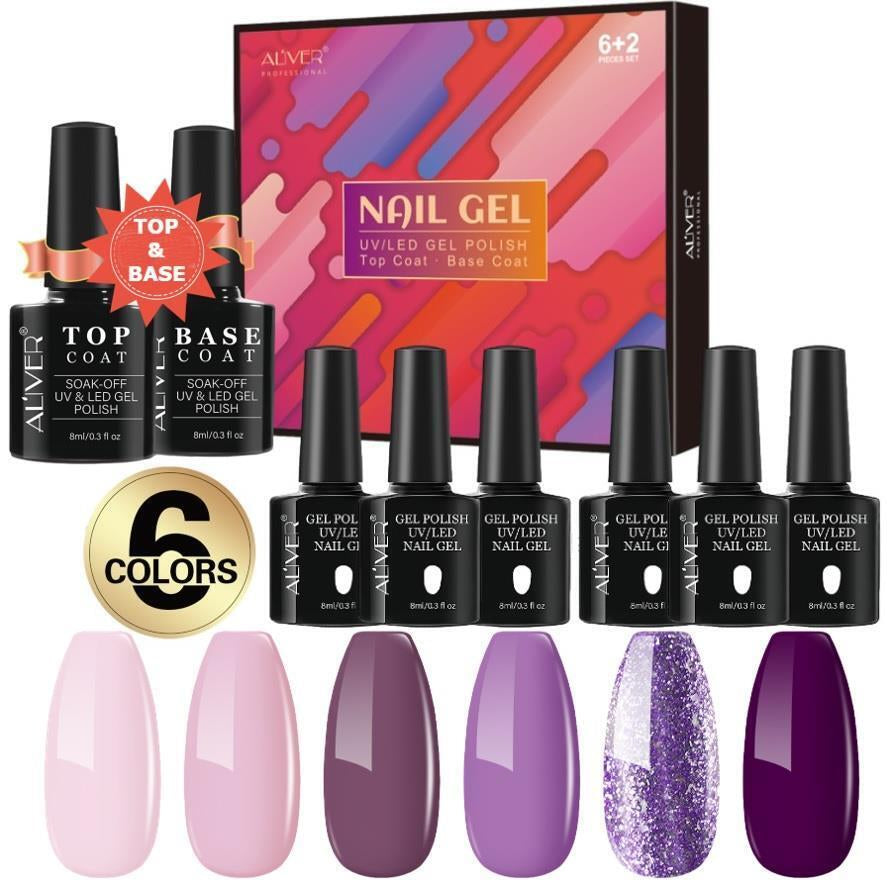 UV LED NAIL GEL POLISH Soak off Nail Vanish 6 Colors Nail Polish TOP & BASE Set