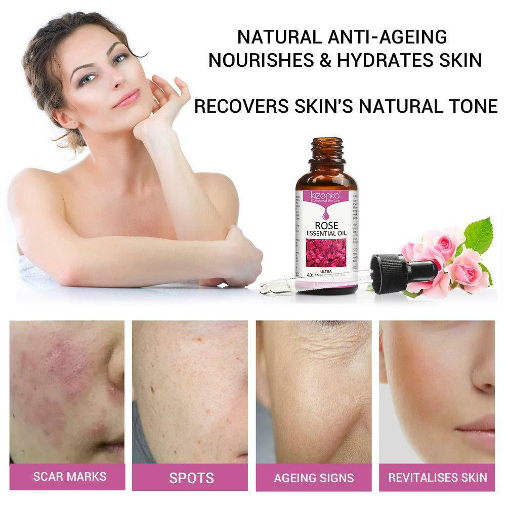 Kizenka Natural Anti-Ageing Rose Essential Scars Spots Facial Treatment Oil 30Ml